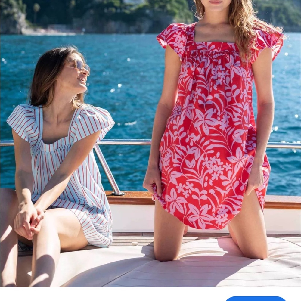Mersea Voyageur Capri Dress‎ S Pink Red Floral Smocked Mini